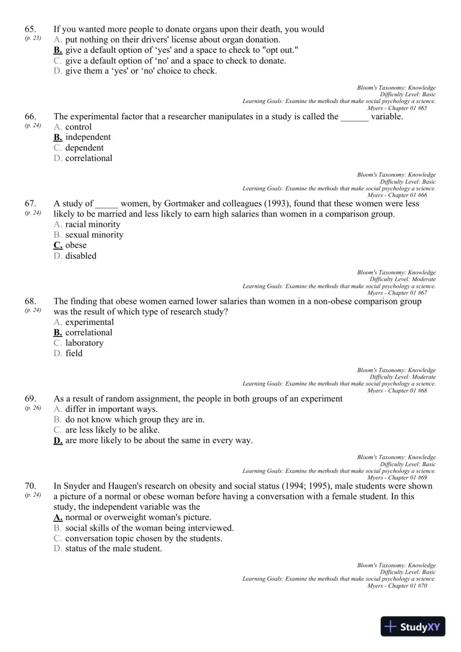Test Bank For Social Psychology, 11th Edition, page 27