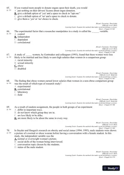 Test Bank For Social Psychology, 11th Edition - Page 27 preview image