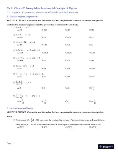 Algebra and Trigonometry, 6th Edition Test Bank - Page 1 preview image