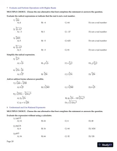 Algebra and Trigonometry, 6th Edition Test Bank - Page 21 preview image