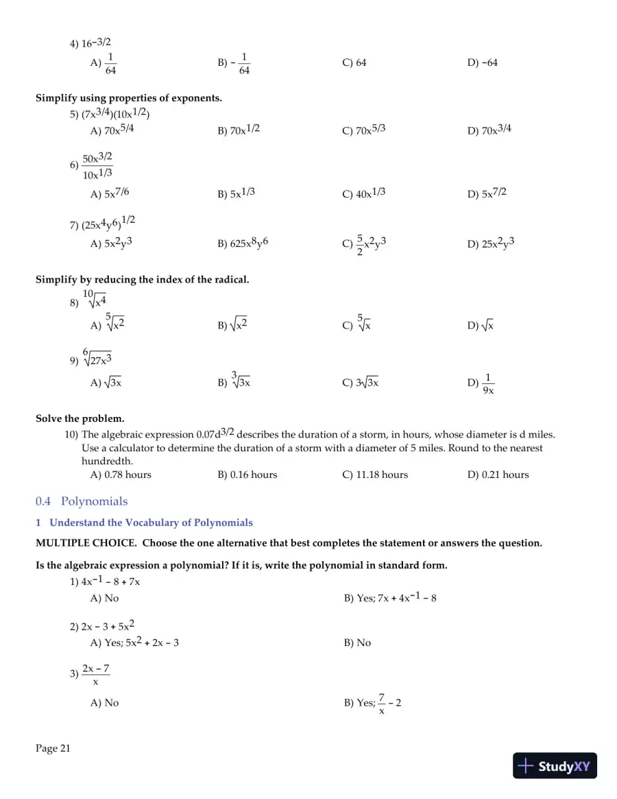 Algebra and Trigonometry, 6th Edition Test Bank, page 22