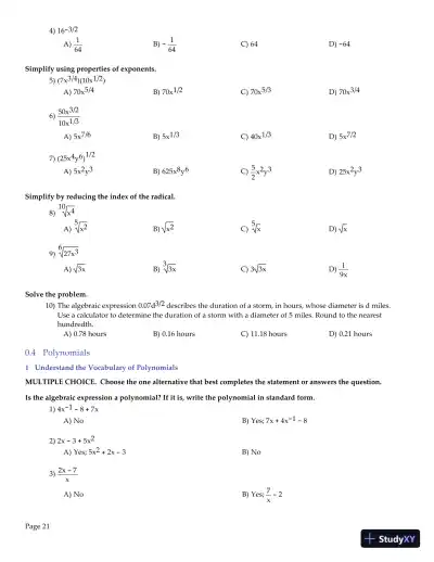 Algebra and Trigonometry, 6th Edition Test Bank - Page 22 preview image