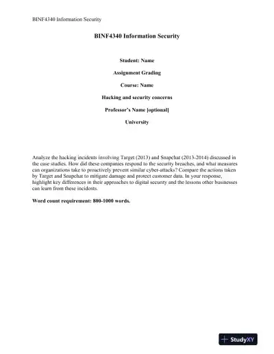 BINF4340 Information Security - Page 1 preview image