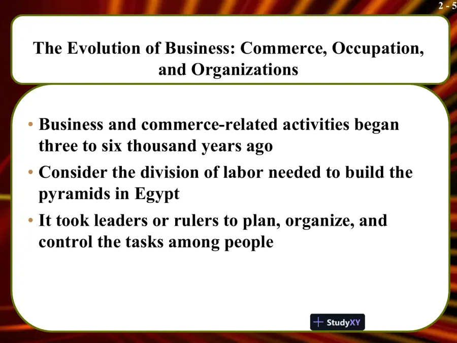 The Evolution Of Business Commerce, Occupation, and Organizations, page 5
