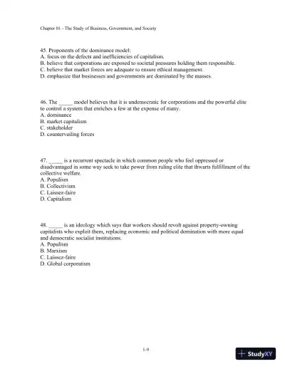 Test Bank For Business, Government, And Society: A Managerial Perspective, 13th Edition - Page 10 preview image