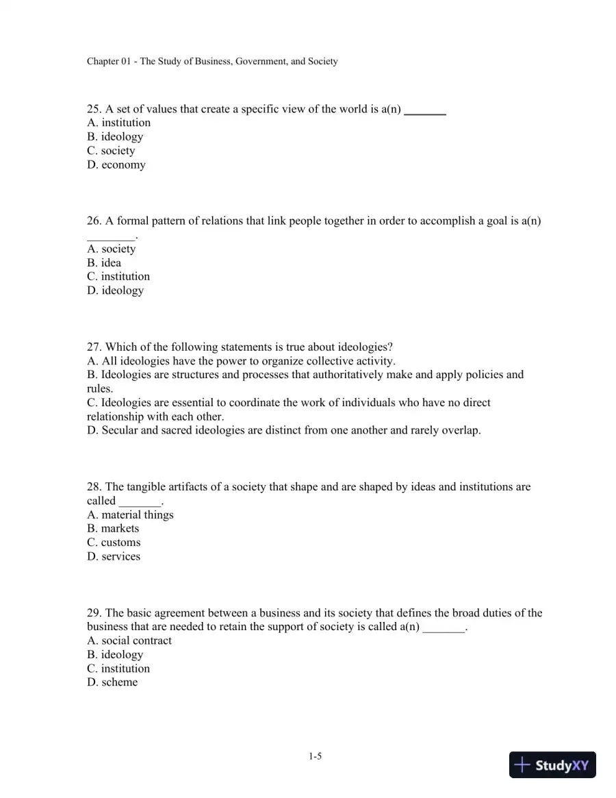 Test Bank For Business, Government, And Society: A Managerial Perspective, 13th Edition, page 6