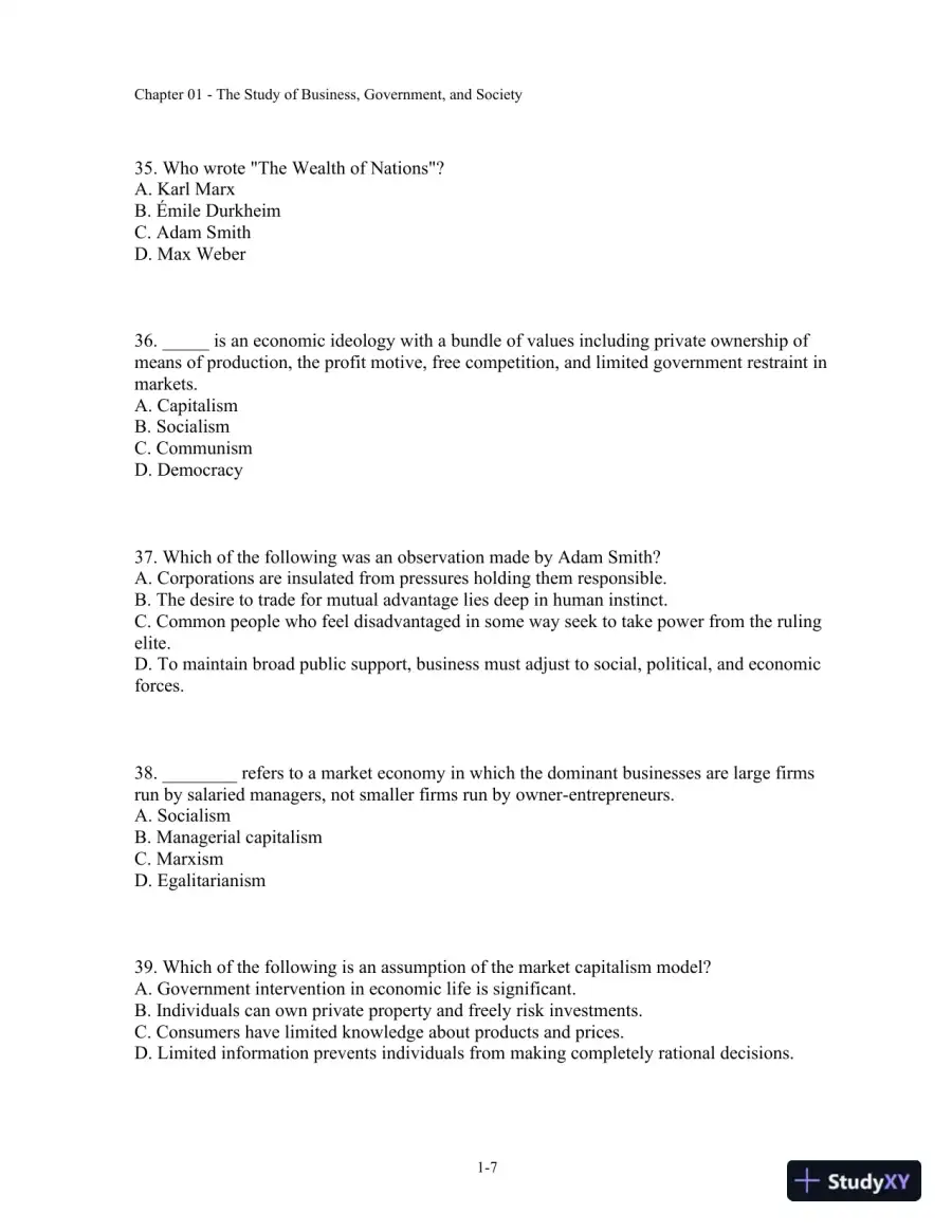 Test Bank For Business, Government, And Society: A Managerial Perspective, 13th Edition, page 8