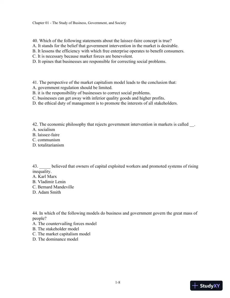 Test Bank For Business, Government, And Society: A Managerial Perspective, 13th Edition, page 9