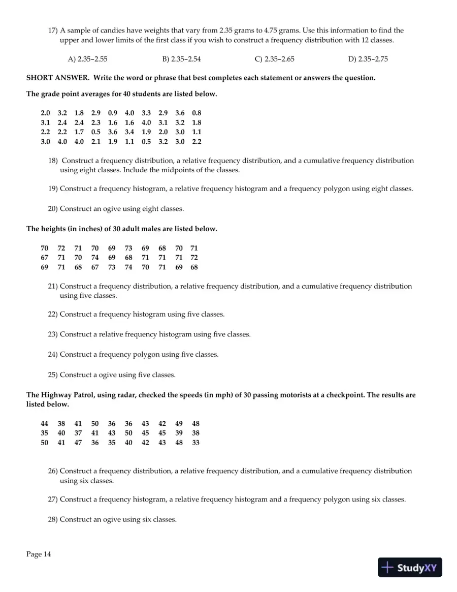 Elementary Statistics: Picturing the World, 7th Edition Test Bank, page 15