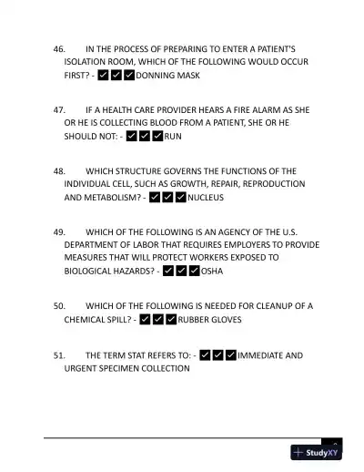 ASCP Hematology Phlebotomy Certification Exam With Answers (172 Solved Questions) - Page 9 preview image