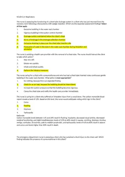 Respiratory NCLEX Q and A - Page 1 preview image