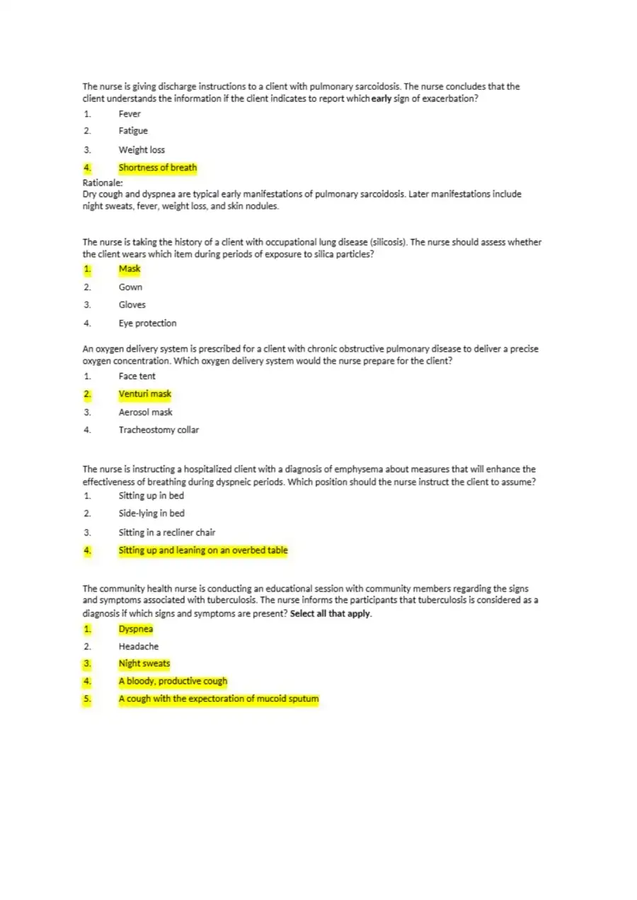 Respiratory NCLEX Q and A, page 5