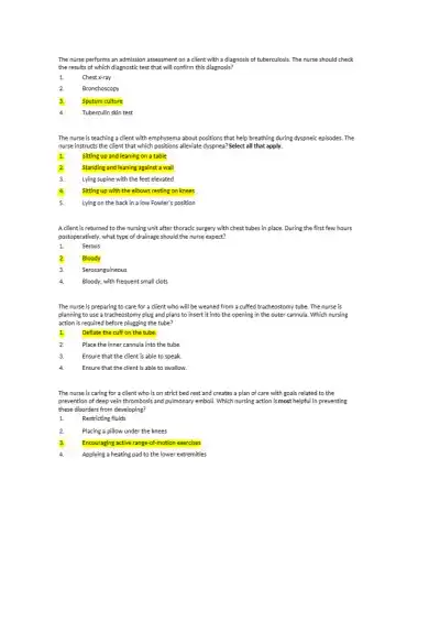 Respiratory NCLEX Q and A - Page 6 preview image