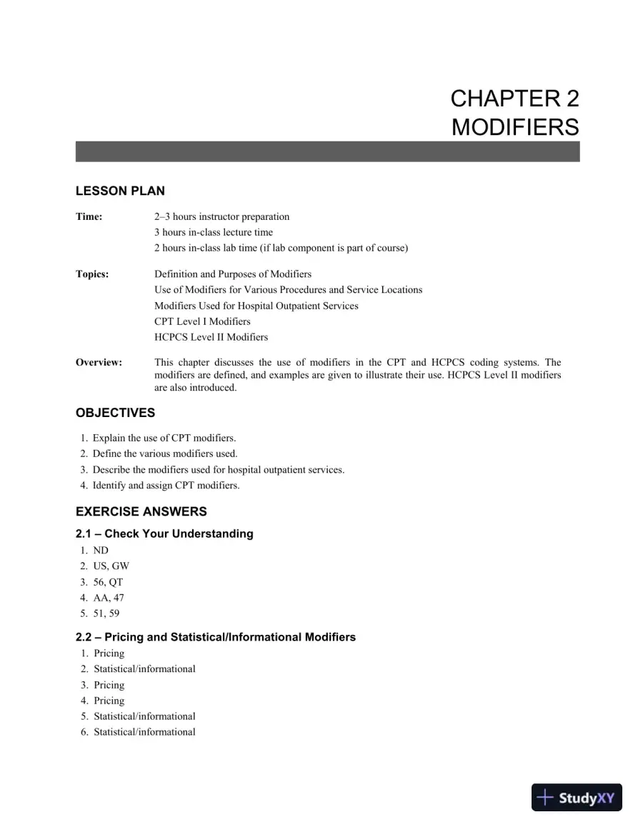 Solution Manual for Understanding Current Procedural Terminology and HCPCS Coding Systems, 6th Edition, page 11