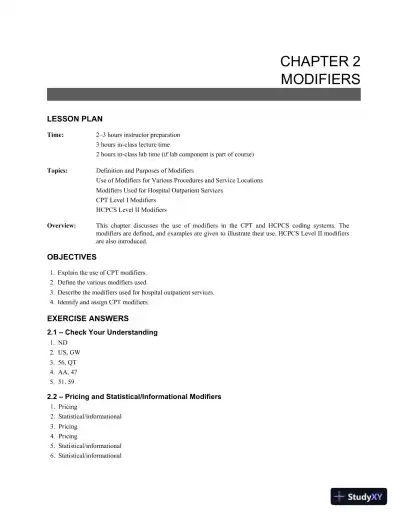 Solution Manual for Understanding Current Procedural Terminology and HCPCS Coding Systems, 6th Edition - Page 11 preview image