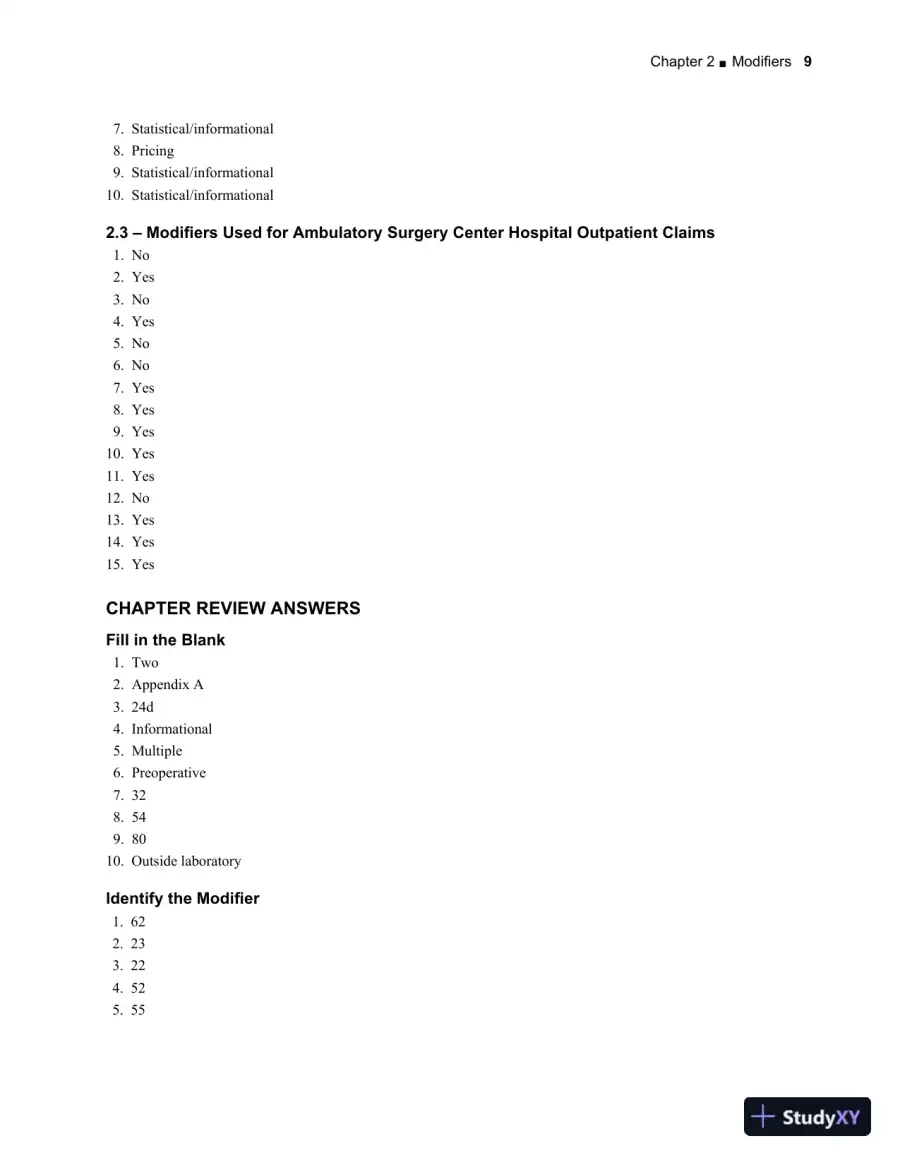 Solution Manual for Understanding Current Procedural Terminology and HCPCS Coding Systems, 6th Edition, page 12