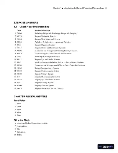 Solution Manual for Understanding Current Procedural Terminology and HCPCS Coding Systems, 6th Edition - Page 8 preview image