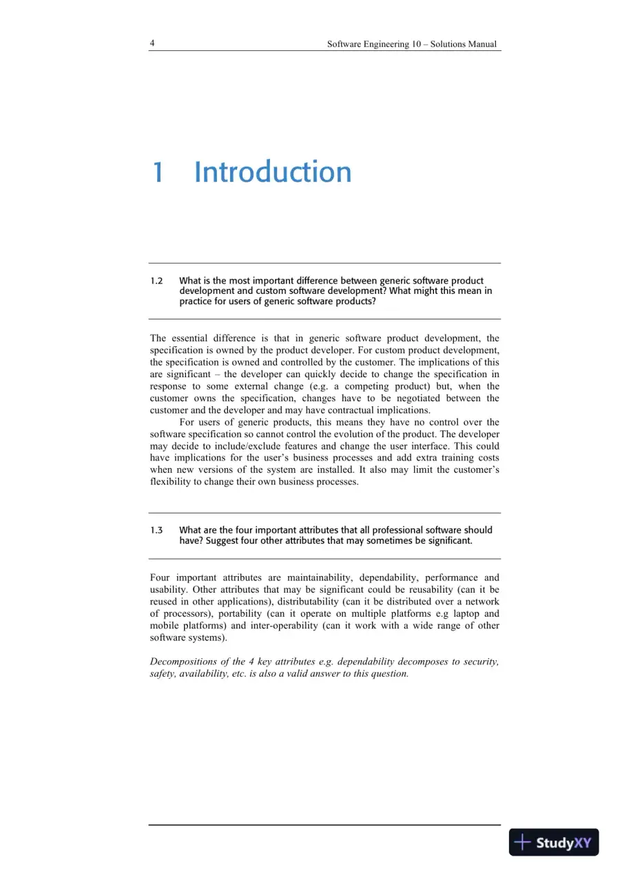 Solution Manual For Software Engineering, 10th Edition, page 4