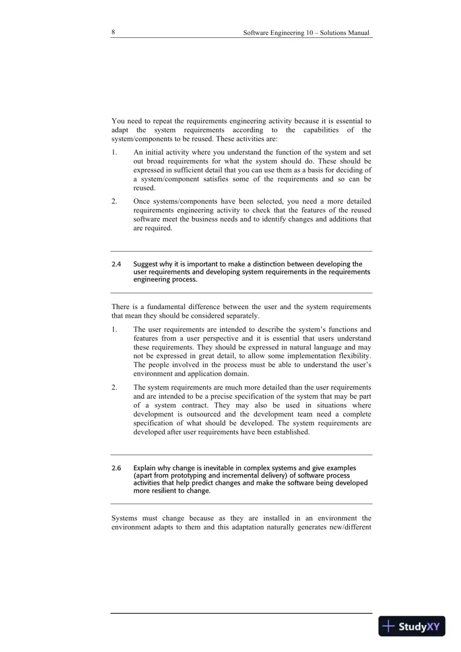 Solution Manual For Software Engineering, 10th Edition, page 8