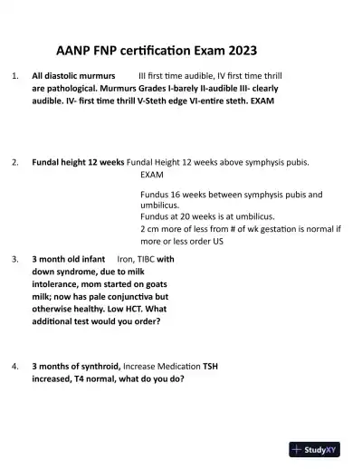 2023-2024 AANP Nursing Diagnosis FNP Certification With Answers (237 Solved Questions) - Page 3 preview image