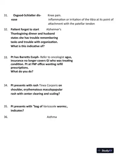 2023-2024 AANP Nursing Diagnosis FNP Certification With Answers (237 Solved Questions) - Page 7 preview image