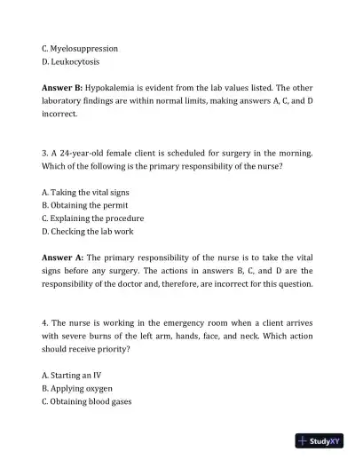 2020 NCLEX-PN Test Prep. Questions and Answers with Explanations (2020) - Page 26 preview image