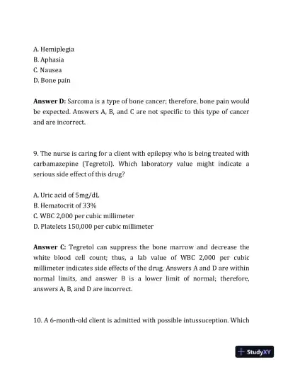 2020 NCLEX-PN Test Prep. Questions and Answers with Explanations (2020) - Page 29 preview image