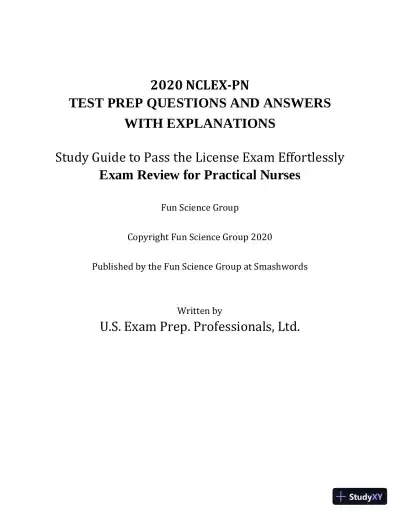 2020 NCLEX-PN Test Prep. Questions and Answers with Explanations (2020) - Page 3 preview image