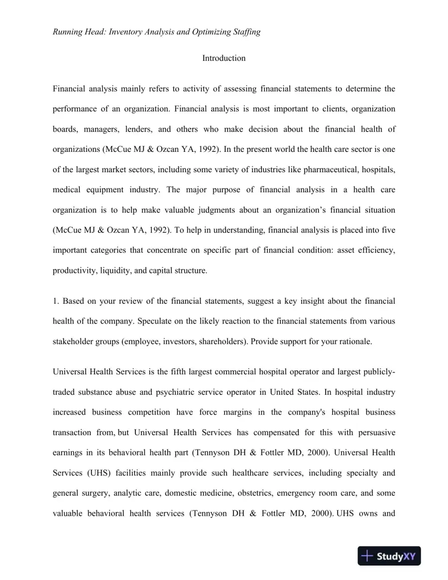 Inventory Analysis and Optimizing Staffing, page 3