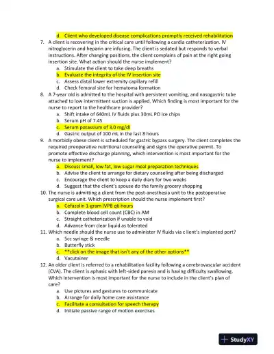 2021-2022 HESI RN Child Care Exit Exam With Answers (160 Solved Questions) - Page 3 preview image