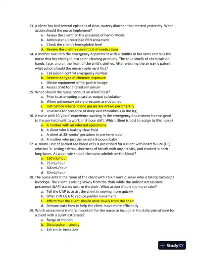 2021-2022 HESI RN Child Care Exit Exam With Answers (160 Solved Questions) - Page 4 preview image
