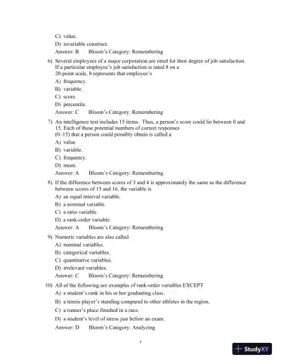 Test Bank for Statistics For The Behavioral And Social Sciences, 6th Edition - Page 6 preview image