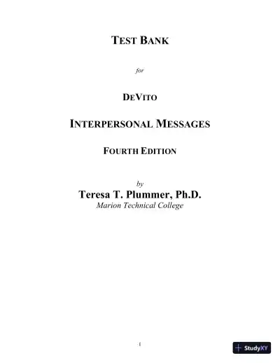Test Bank for Interpersonal Messages , 4th Edition - Page 1 preview image