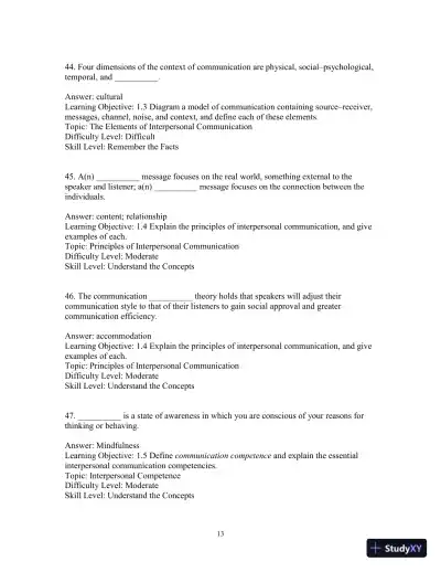 Test Bank for Interpersonal Messages , 4th Edition - Page 16 preview image