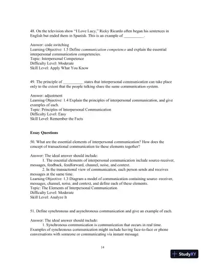 Test Bank for Interpersonal Messages , 4th Edition - Page 17 preview image