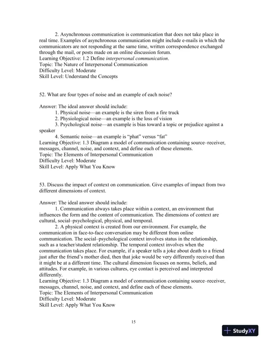 Test Bank for Interpersonal Messages , 4th Edition, page 18