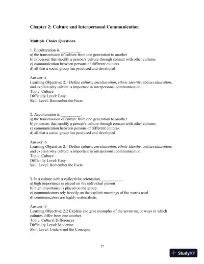 Test Bank for Interpersonal Messages , 4th Edition - Page 20 preview image