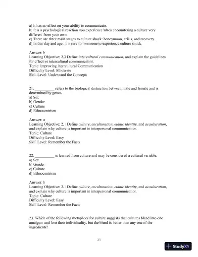 Test Bank for Interpersonal Messages , 4th Edition - Page 26 preview image