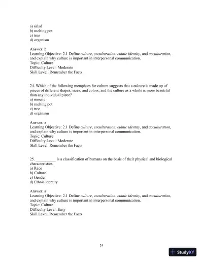 Test Bank for Interpersonal Messages , 4th Edition - Page 27 preview image