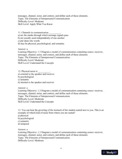 Test Bank for Interpersonal Messages , 4th Edition - Page 7 preview image