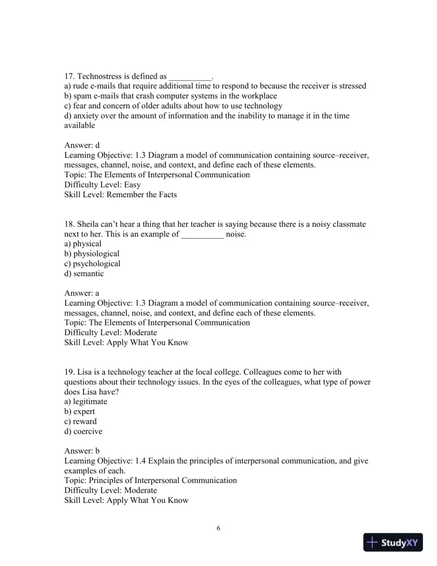 Test Bank for Interpersonal Messages , 4th Edition, page 9