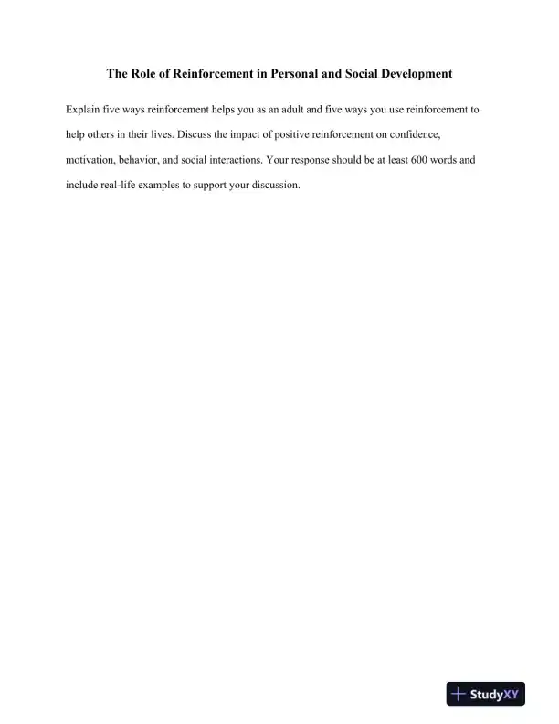 The Role of Reinforcement in Personal and Social Development - Page 1 preview image