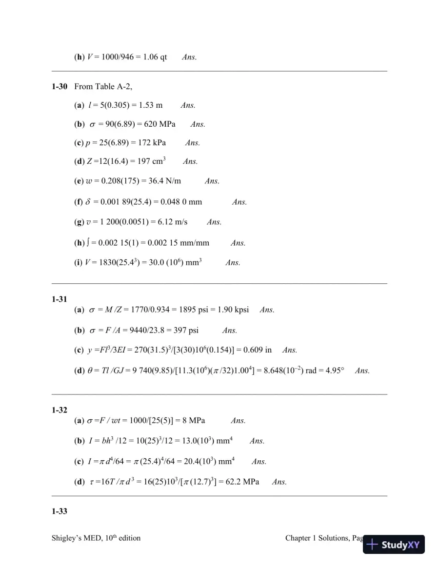 Solution Manual For Shigley's Mechanical Engineering Design, 10th Edition, page 12