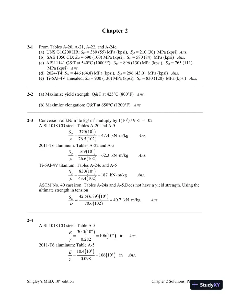 Solution Manual For Shigley's Mechanical Engineering Design, 10th Edition, page 14