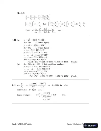 Solution Manual For Shigley's Mechanical Engineering Design, 10th Edition - Page 3 preview image