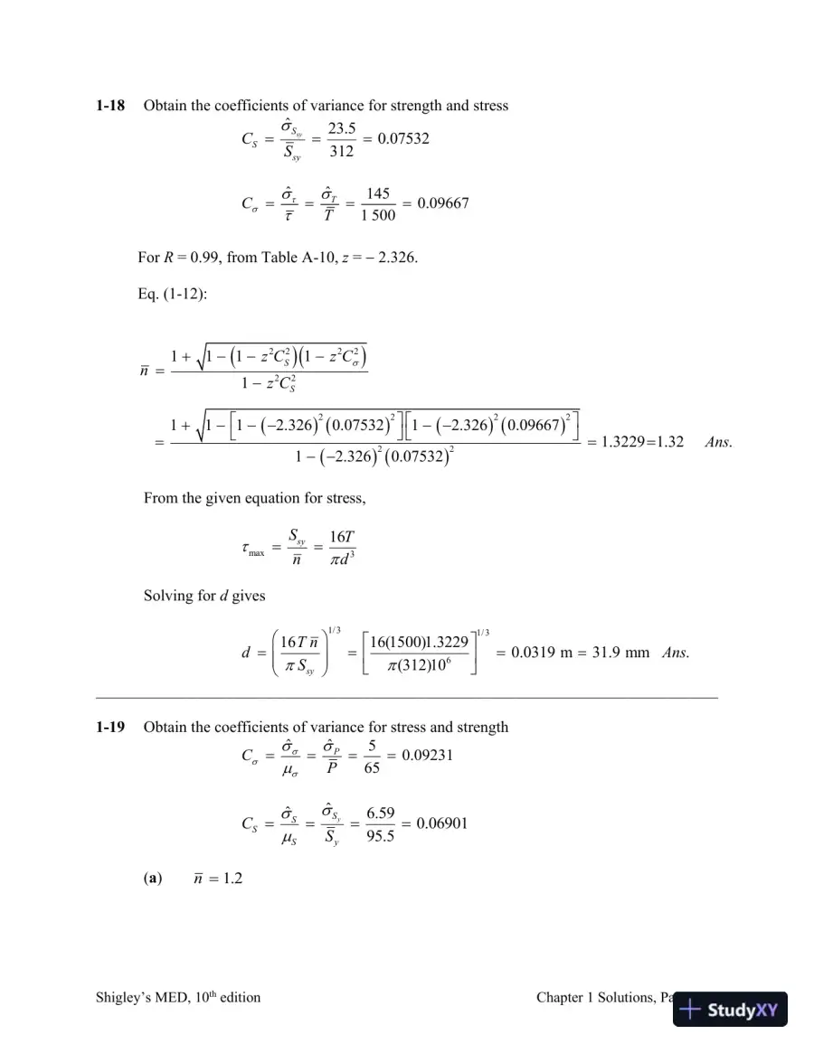Solution Manual For Shigley's Mechanical Engineering Design, 10th Edition, page 7