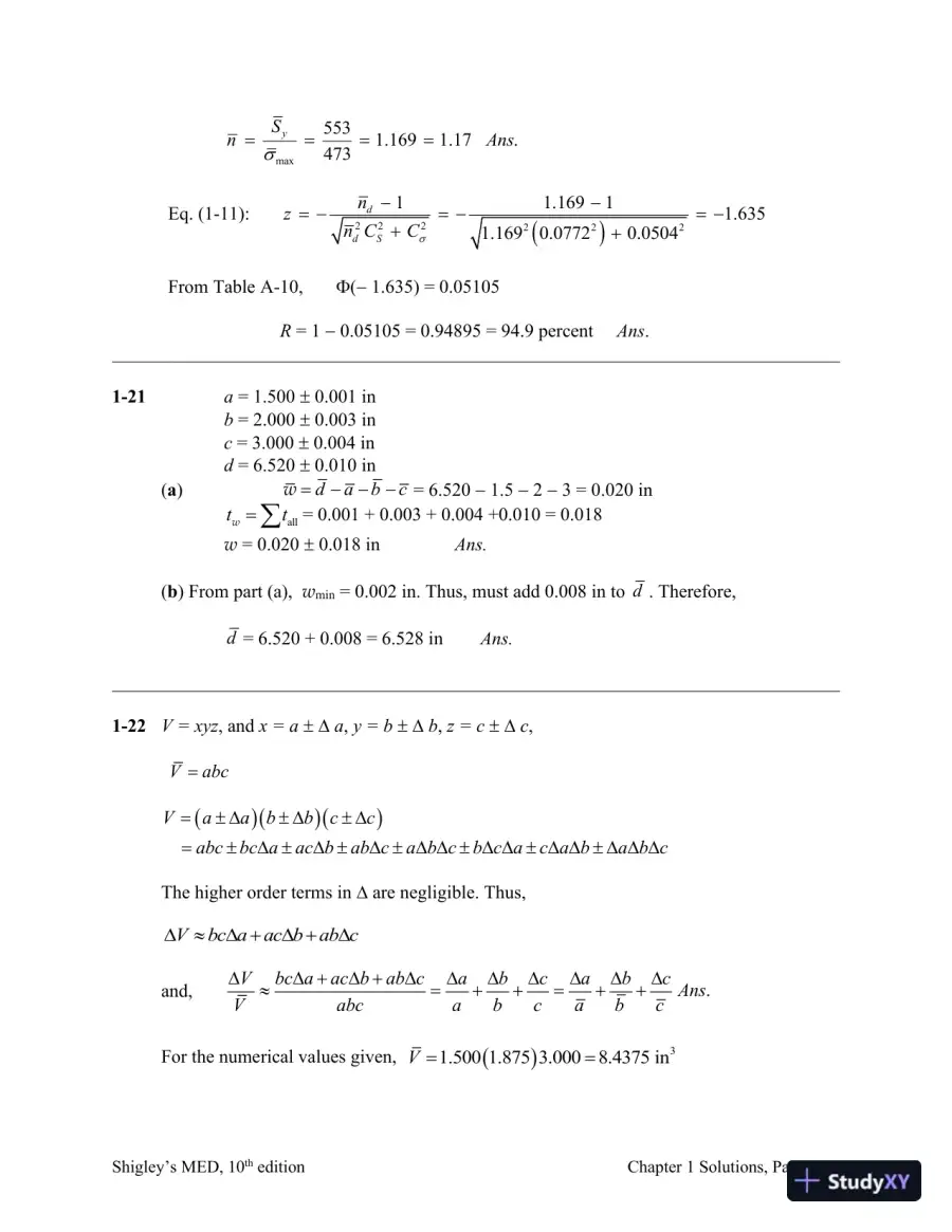 Solution Manual For Shigley's Mechanical Engineering Design, 10th Edition, page 9