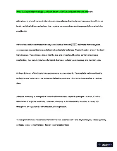 2023-2024 WGU D236 Pathophysiology Practice Exam with Answers (170 Solved Questions) - Page 10 preview image