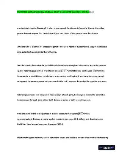2023-2024 WGU D236 Pathophysiology Practice Exam with Answers (170 Solved Questions) - Page 13 preview image