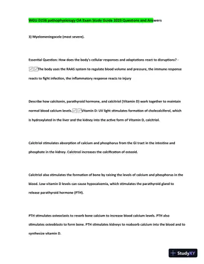 2023-2024 WGU D236 Pathophysiology Practice Exam with Answers (170 Solved Questions) - Page 15 preview image